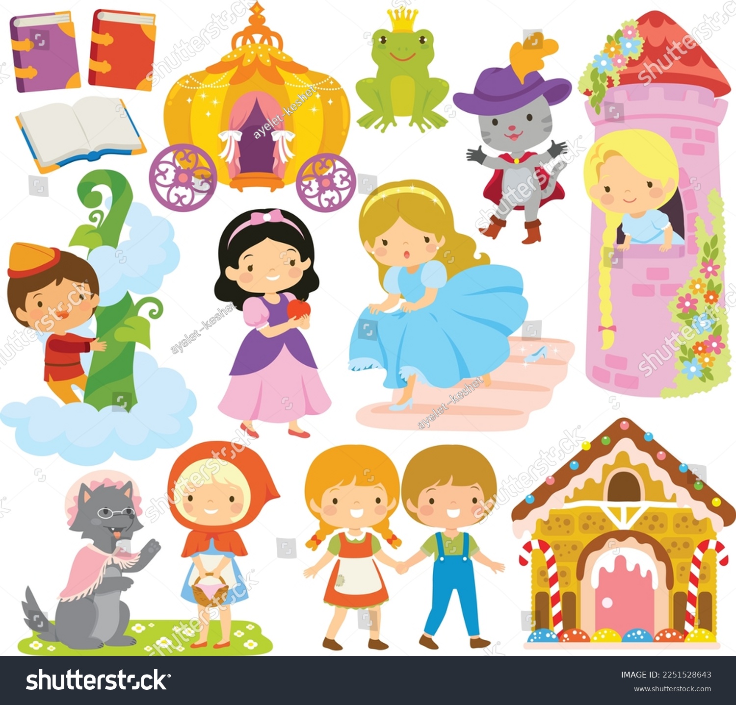SVG of Fairy tales clipart set. Cute cartoon characters from famous folktales. svg