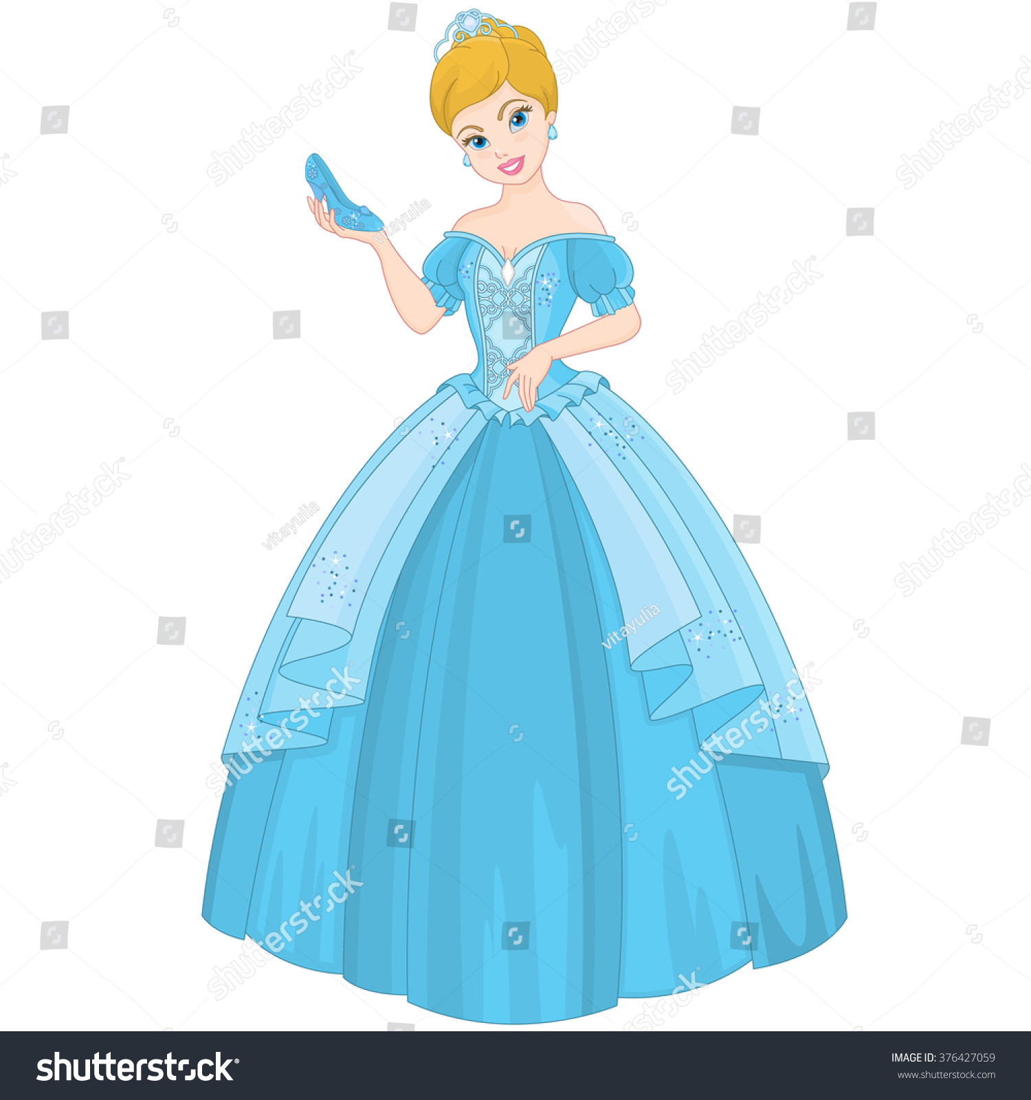 Fairytale Blond Princess Stock Vector 376427059 : Shutterstock