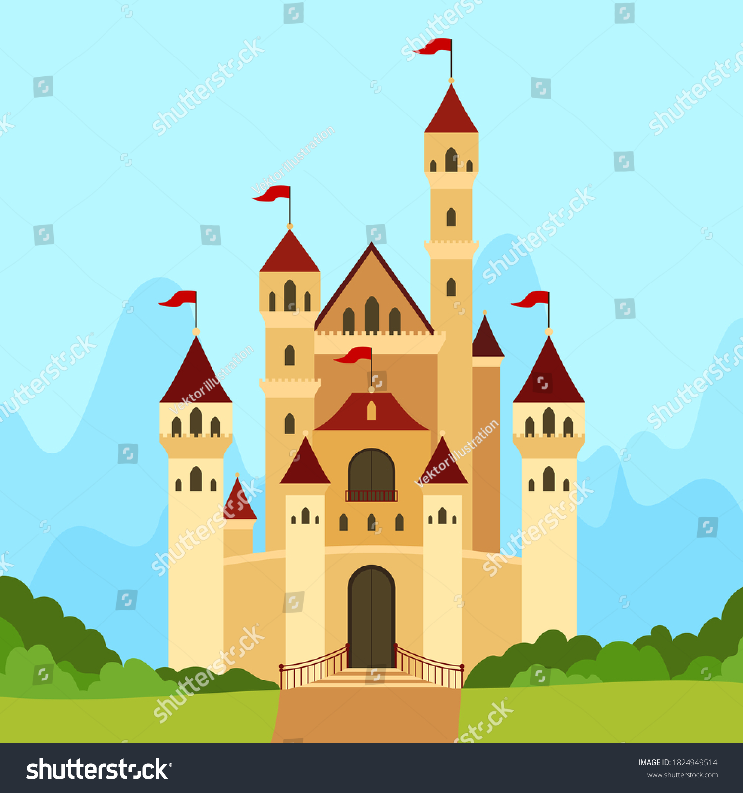 Fairytale Castle Princess Magic Kingdom Wonderland Stock Vector ...