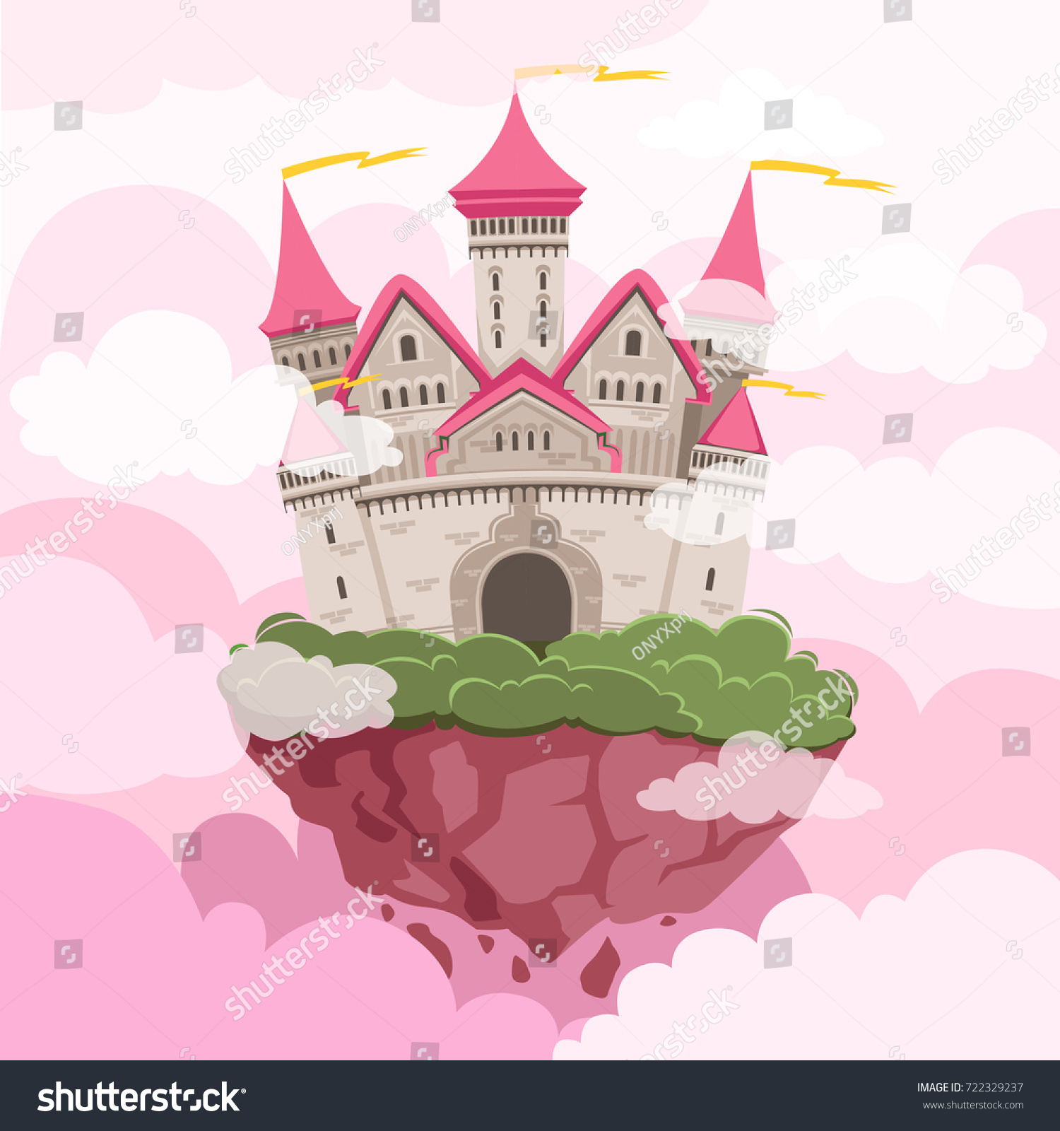 Fairytale Castle Big Towers Sky Fantasy Stock Vector (Royalty Free ...