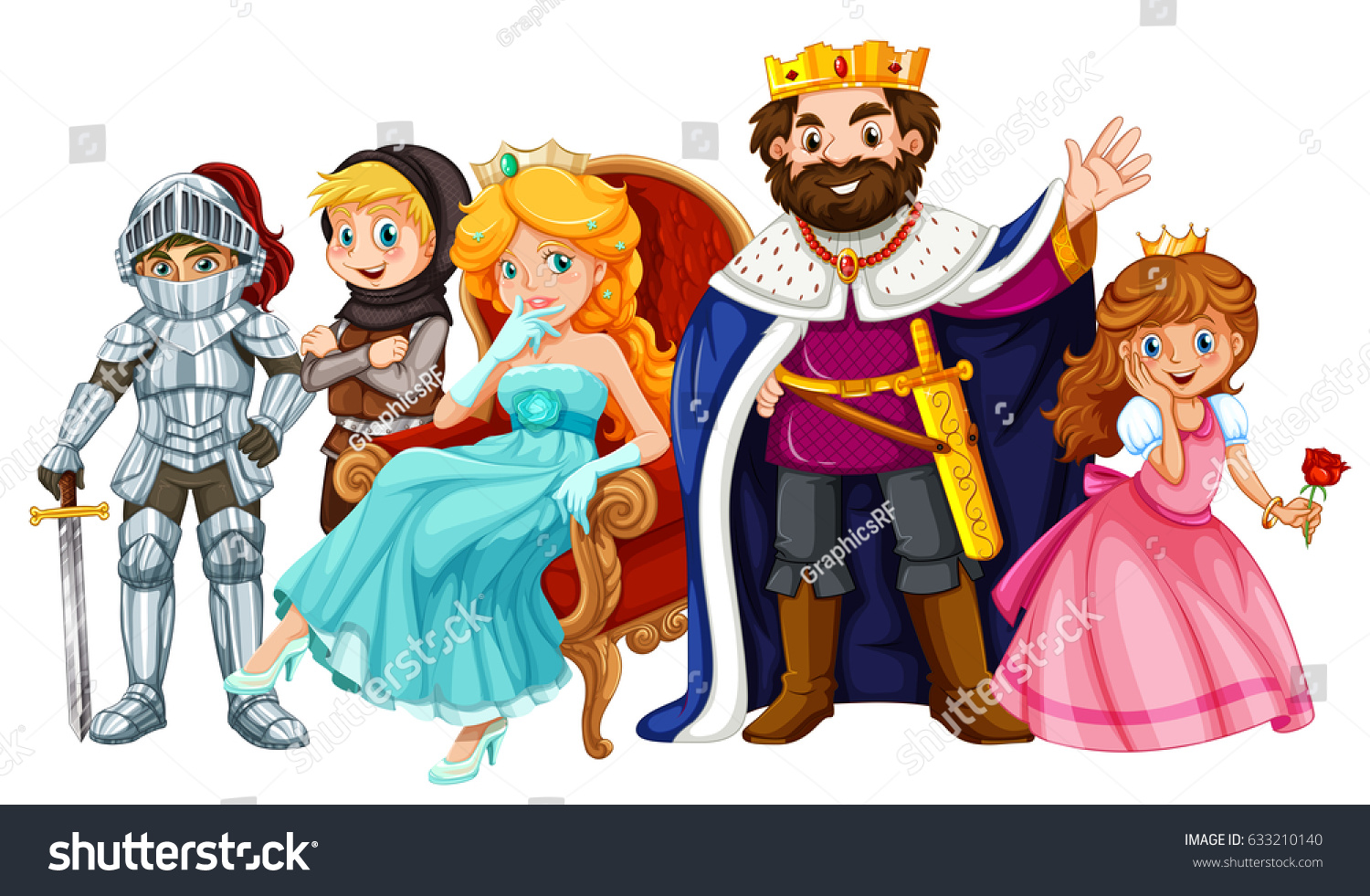 Fairytale Characters King Queen Illustration Stock Vector 633210140 