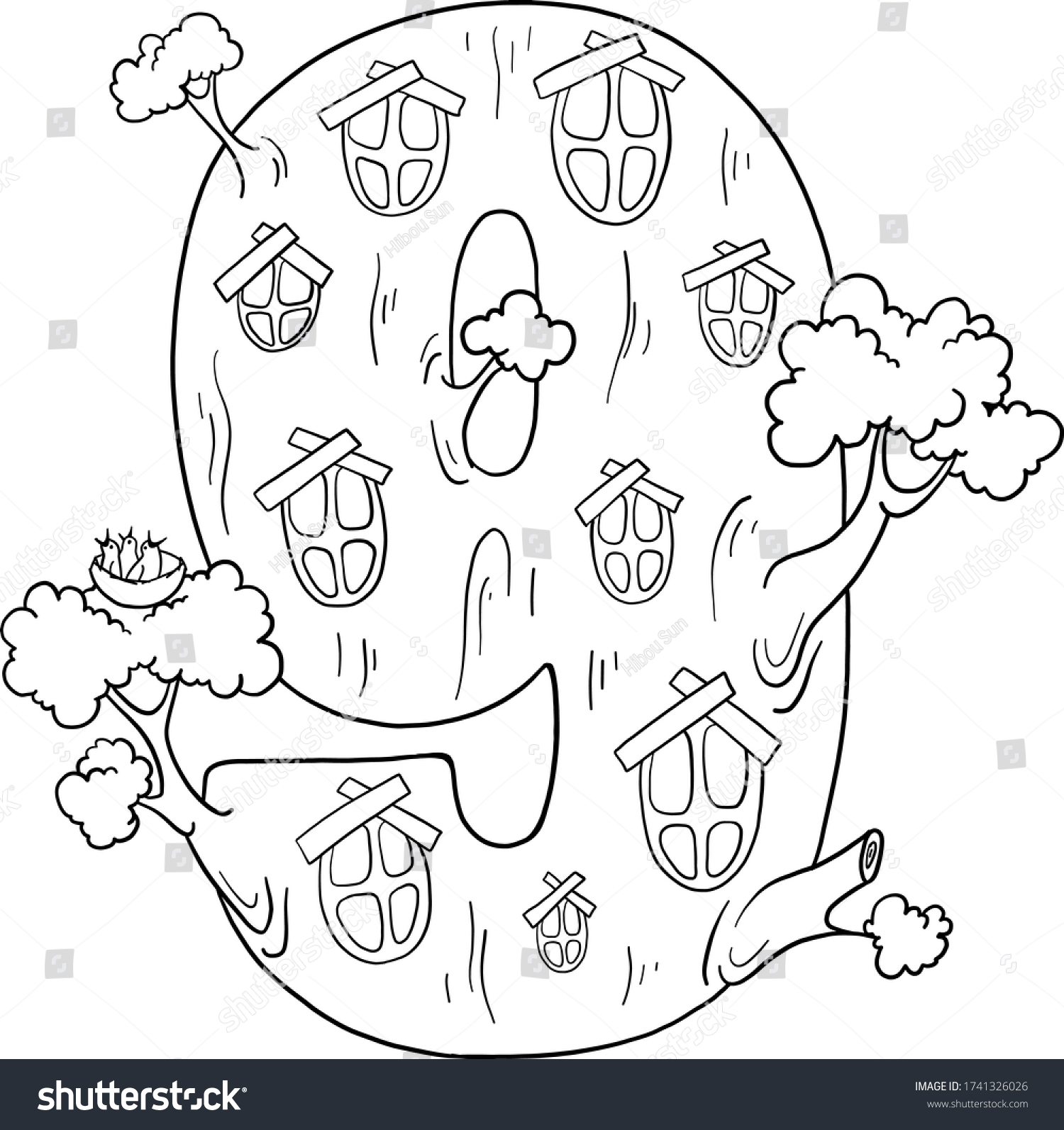 Fairytale House Numbers Fairytale House Number Stock Vector (Royalty