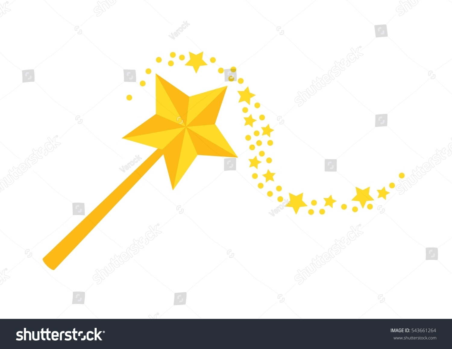 Fairytale Magic Wand Flat Icon Shining Stock Vector 543661264 ...