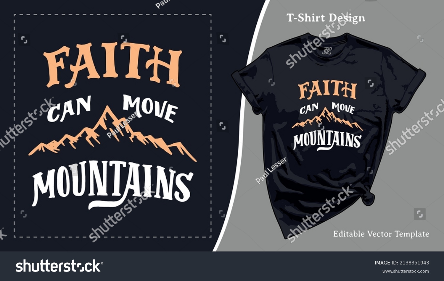 SVG of Faith can move mountains. Bible hand-drawn quote T-Shirt Design. T shirt template with a Christian lettering for Camping Tee Print, Hiking Apparel and Clothing svg