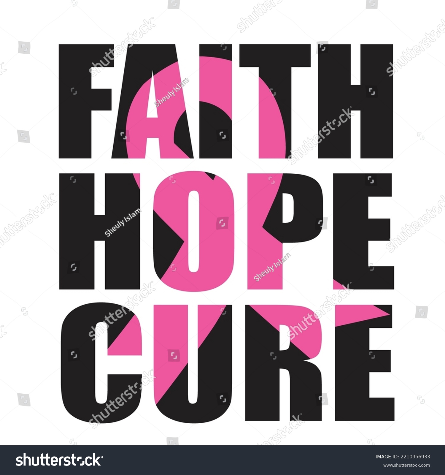SVG of Faith Hope Cure - Breast Cancer Svg T-Shirt Design svg