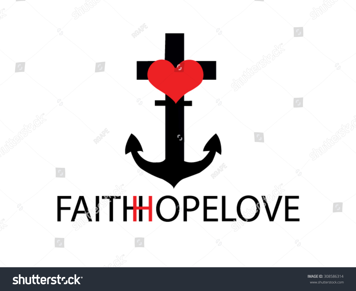 Faith Hope Love Draw Vector. - 308586314 : Shutterstock