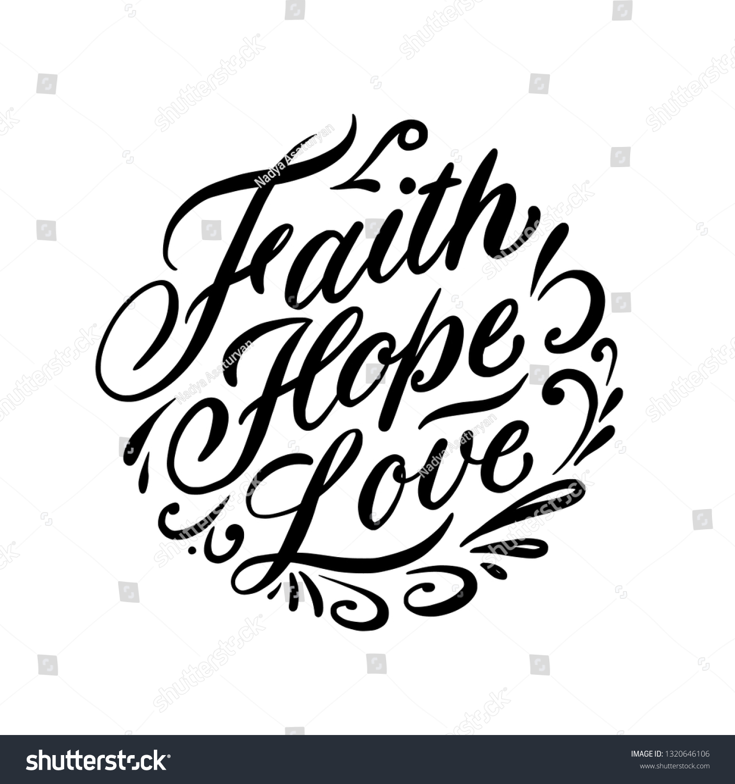 Faith Hope Love Vector Illustration Handdrawn Stock Vector (royalty 