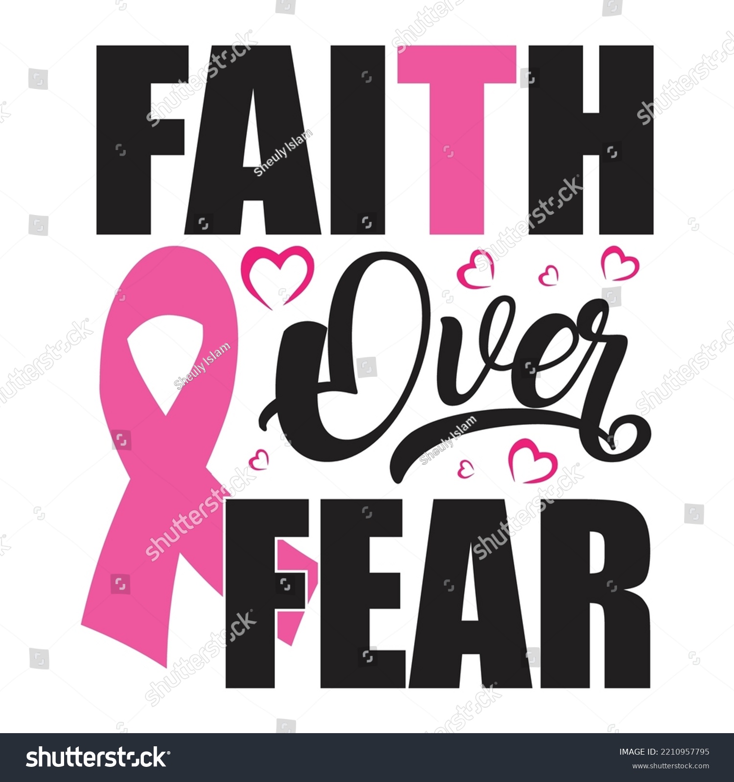 SVG of Faith Over Fear - Breast Cancer Svg T-Shirt Design svg