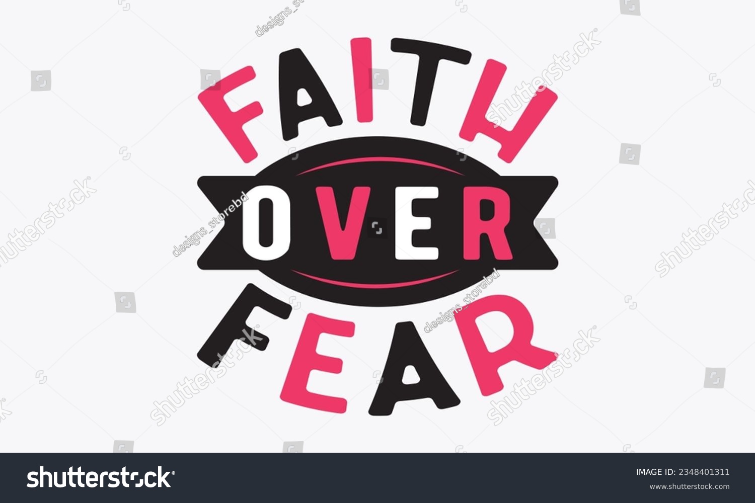SVG of Faith over fear svg, Breast Cancer SVG design, Cancer Awareness, Instant Download, Breast Cancer Ribbon svg, cut files, Cricut, Silhouette, Breast Cancer t shirt design Quote bundle svg