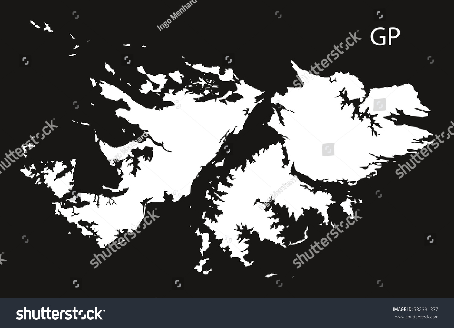 Falkland Islands Map Black White Illustration Stock Vector (Royalty ...