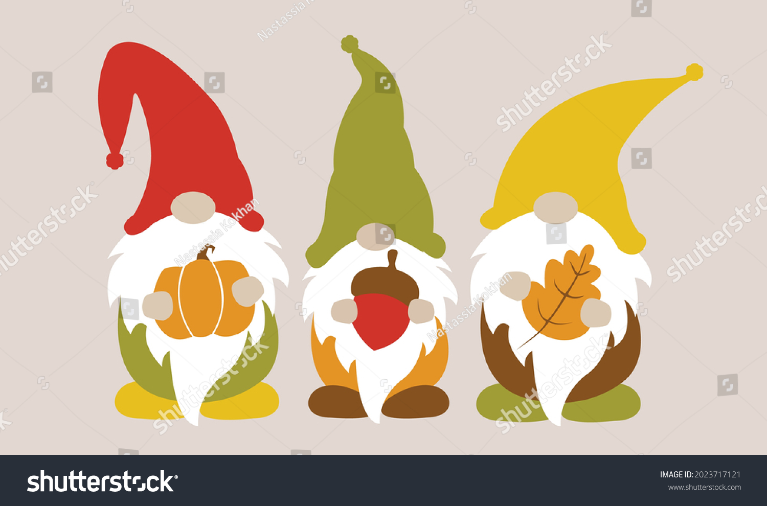 SVG of Fall gnomes svg vector Illustration isolated on white background. Autumn gnomes with autumn elements. Fall shirt design. DIY fall gnomes shirt design. Gnomes with leaves, pumpkin. Autumn sublimation. svg
