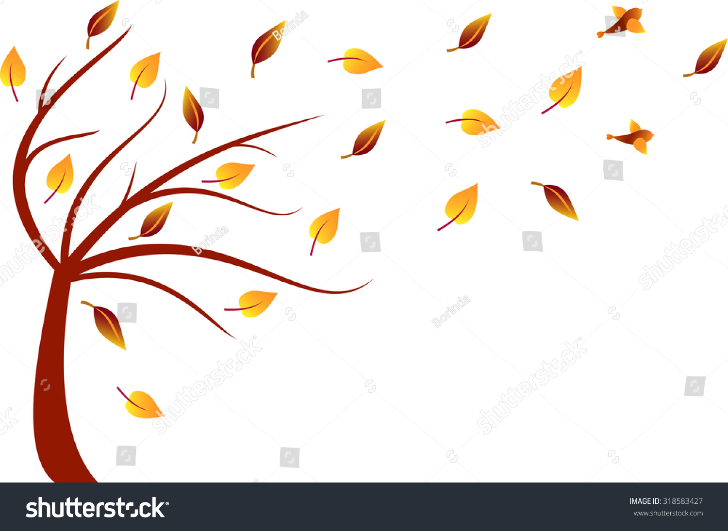 Fall Tree Vector Autumn Tree Illustration Stock Vector 318583427 ...