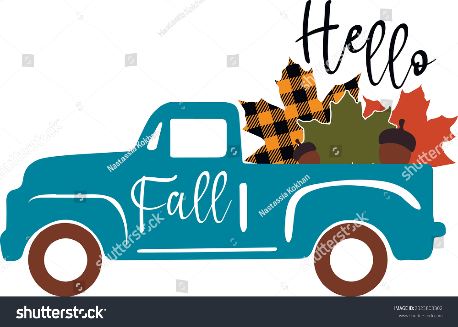 SVG of Fall truck with pumpkin svg vector Illustration isolated on white background.Happy fall truck shirt design. Pumpkin truck for autumn shirt design. Fall sublimation. Hello autumn truck with leaves svg