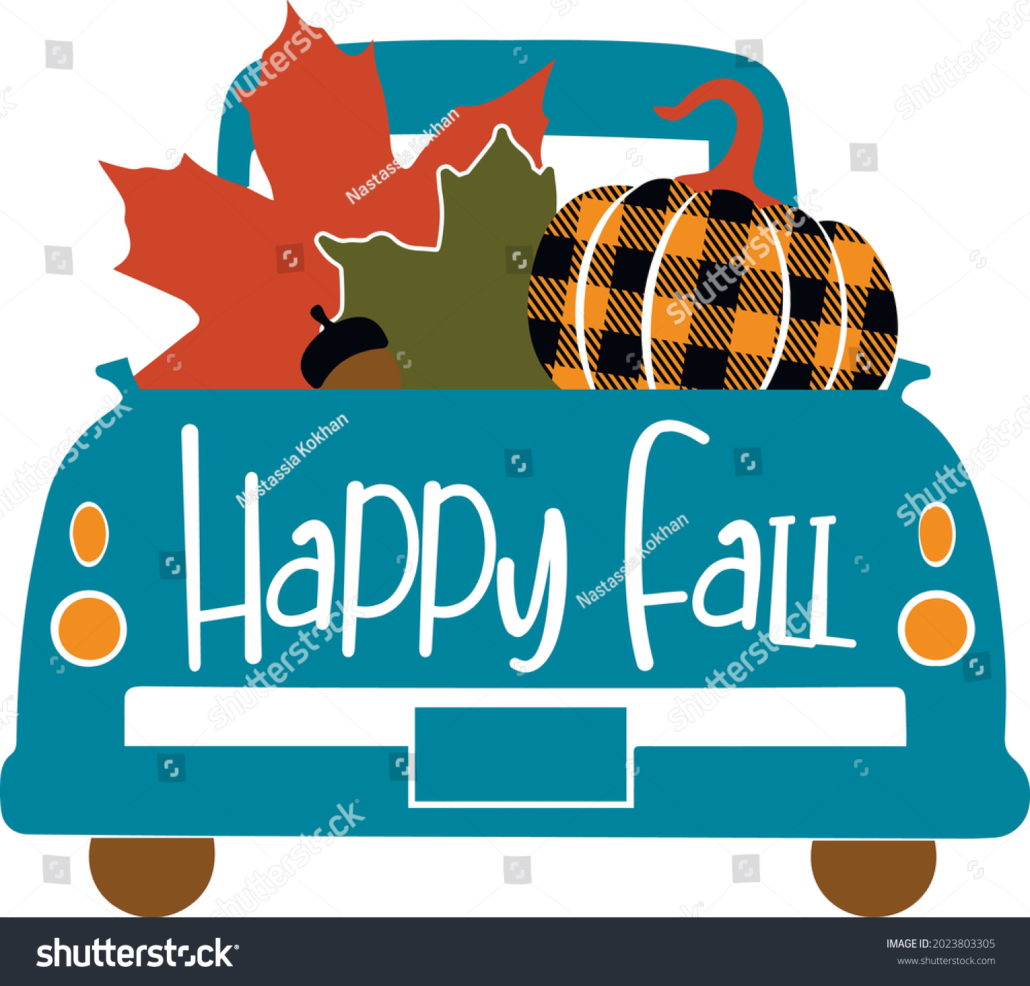 SVG of Fall truck with pumpkin svg vector Illustration isolated on white background.Happy fall truck shirt design. Pumpkin truck for autumn shirt design. Fall sublimation. Hello autumn truck with leaves svg