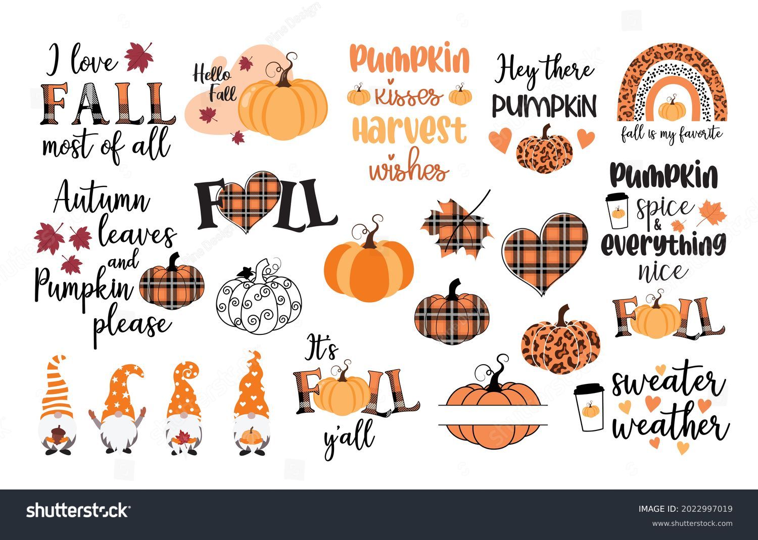 SVG of Fall vector set, autumn quote bundle, cute fall illustrations collection svg