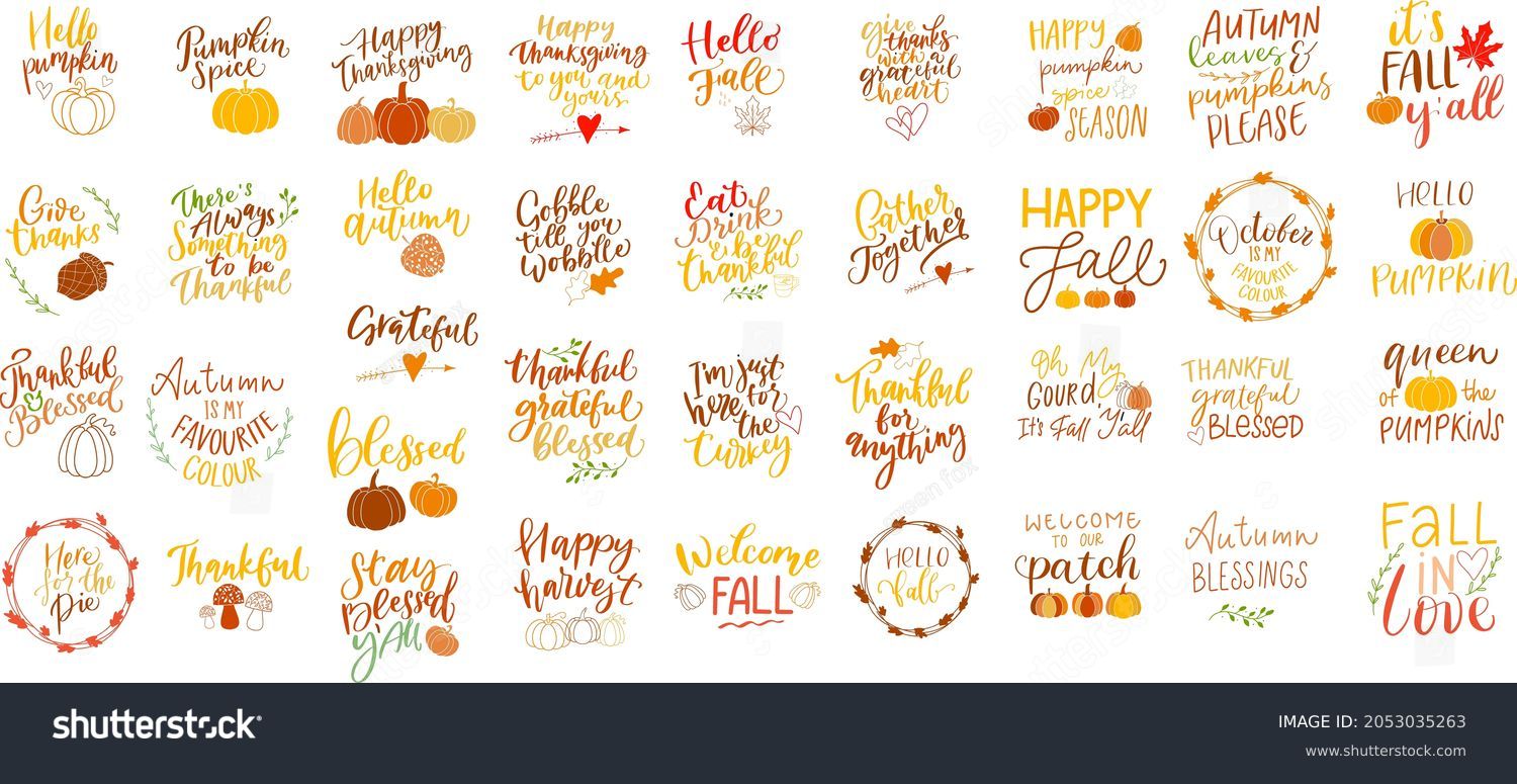 SVG of Fall vector set, autumn quote bundle, cute fall illustrations collection. Autumn quotes bundle svg. svg