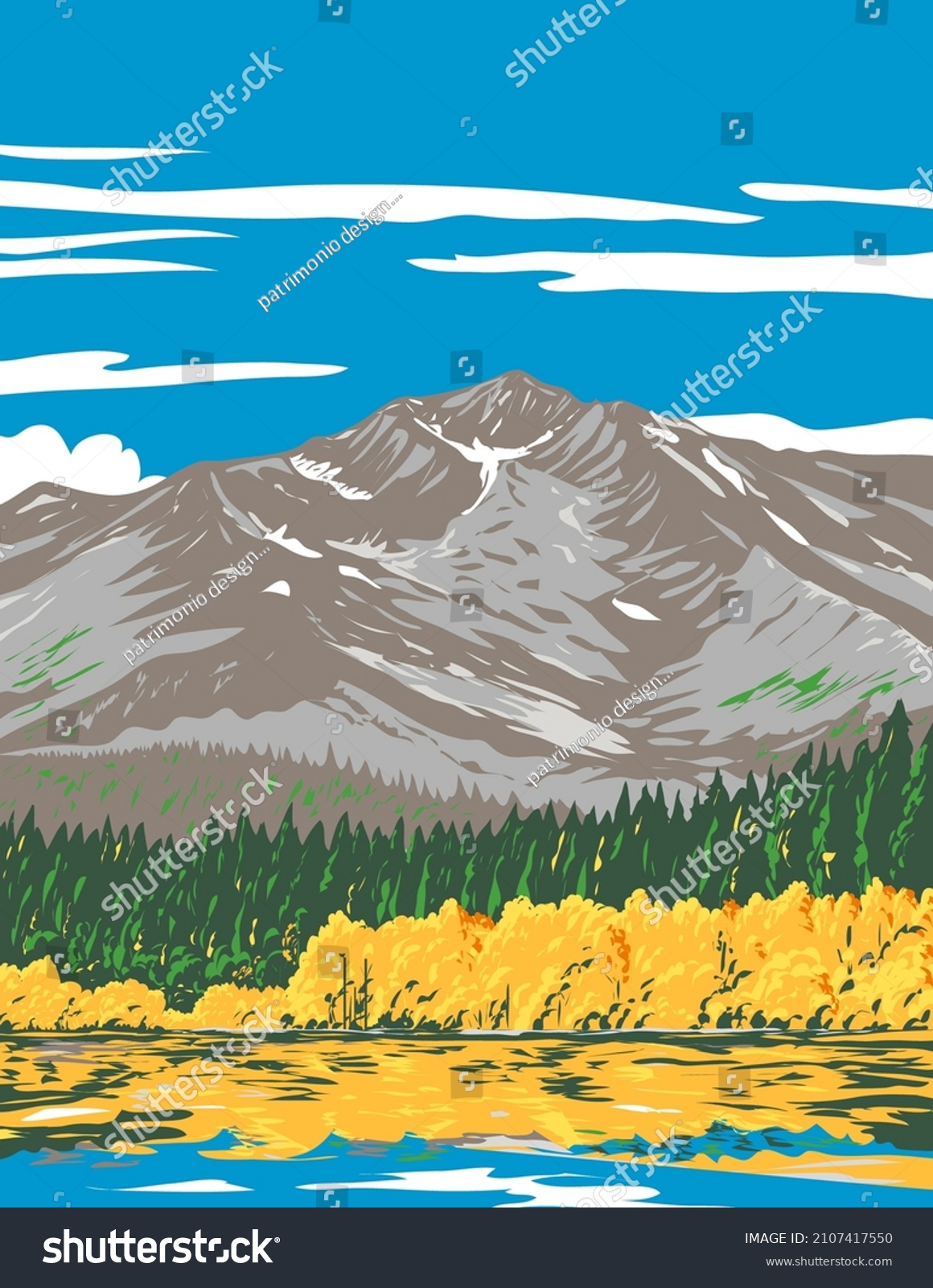 SVG of Fallen Leaf Lake in Fall Viewed from Taylor Creek Trail California USA WPA Poster Art svg