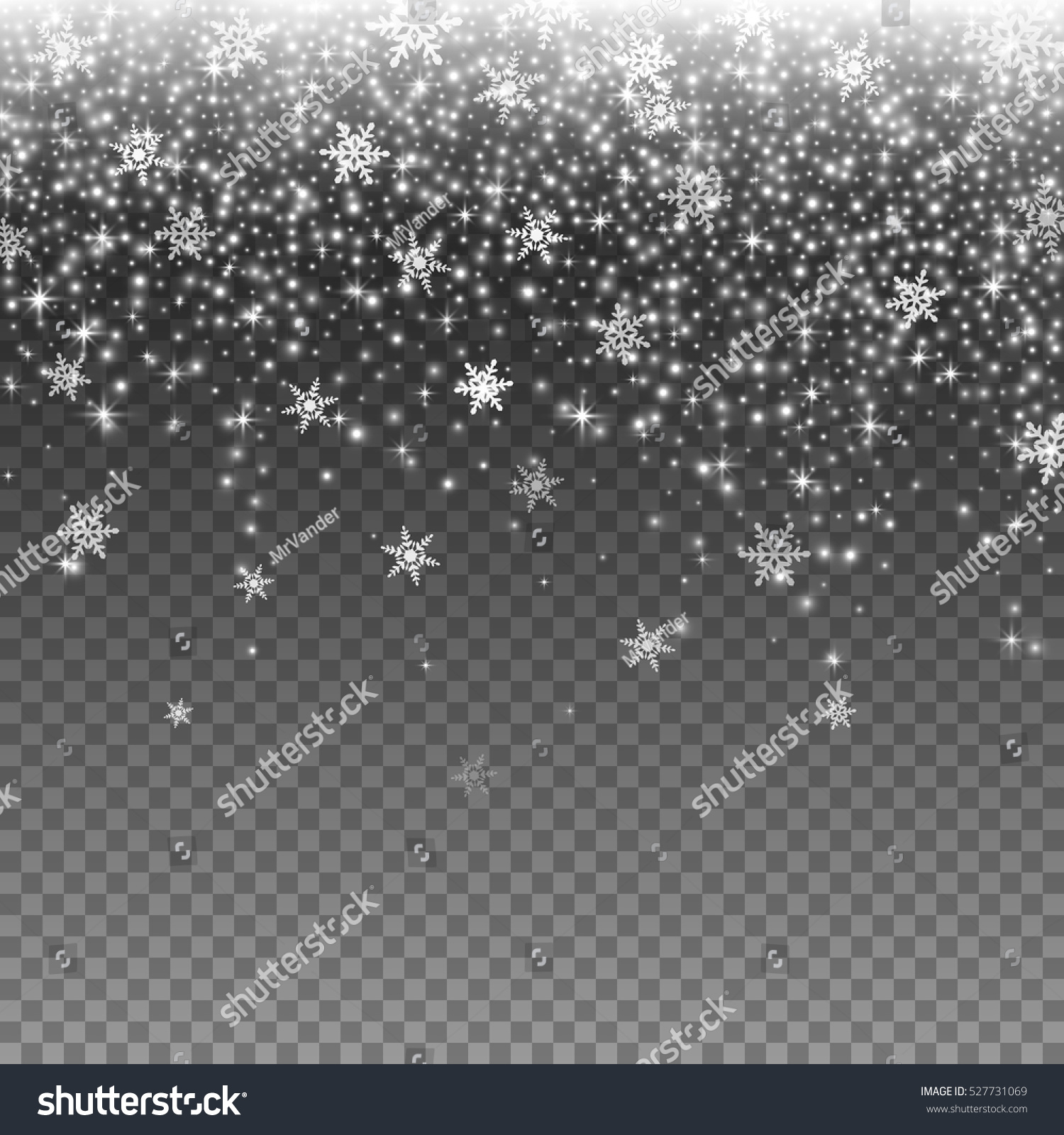 Falling Snow On Transparent Background Vector Stock Vector 527731069