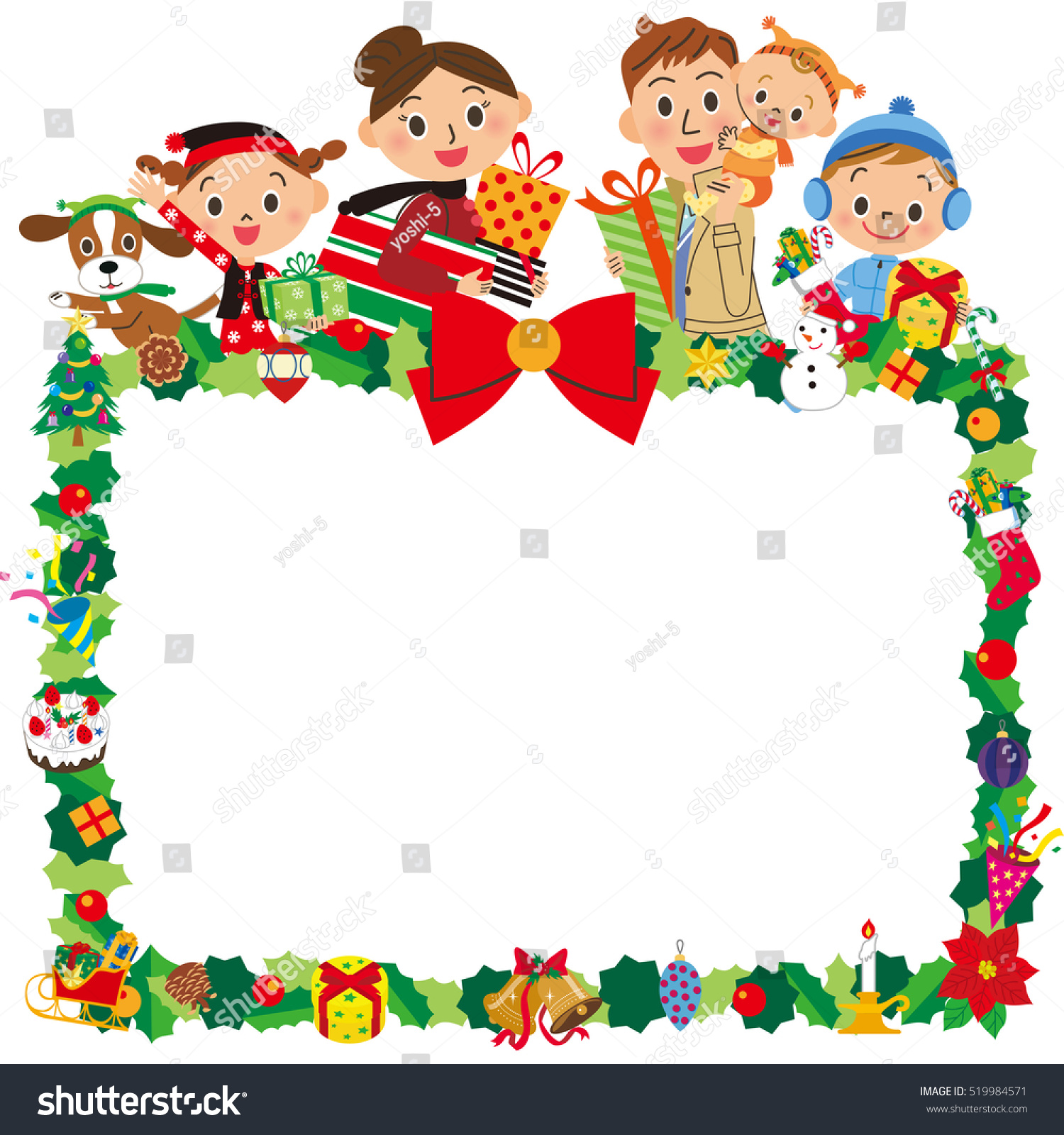 Family Christmas Frame Stock Vector (Royalty Free) 519984571