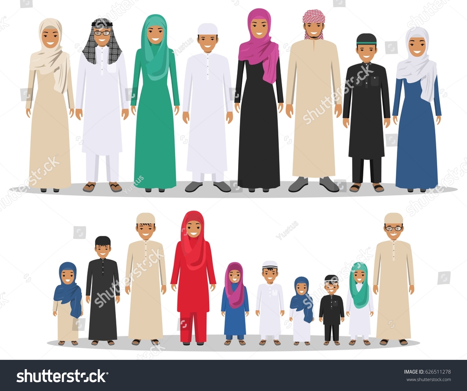 Family Social Concept Group Muslim Arabian Stock Vector ...