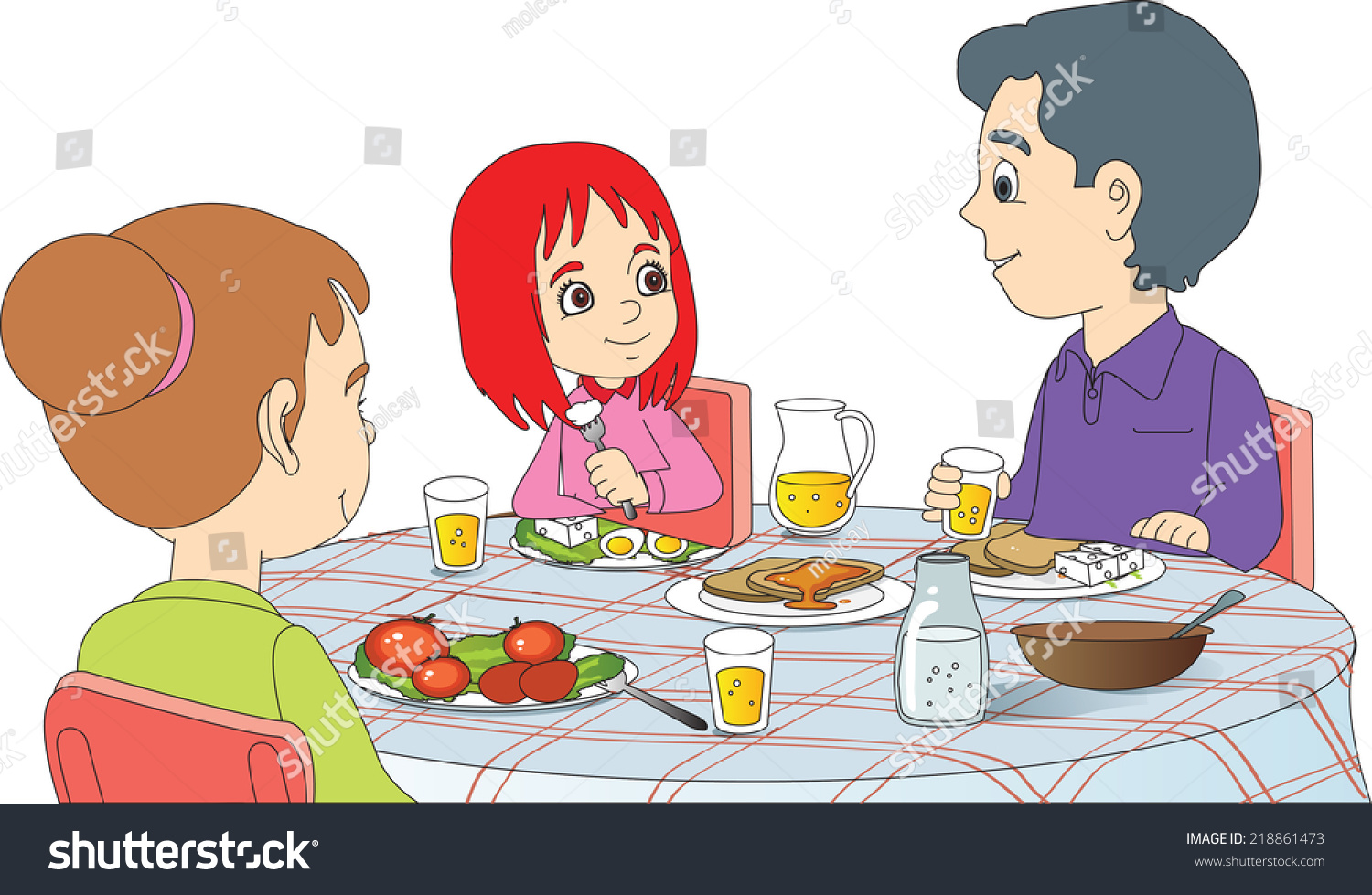 Family Breakfast Stock Vector Illustration 218861473 : Shutterstock