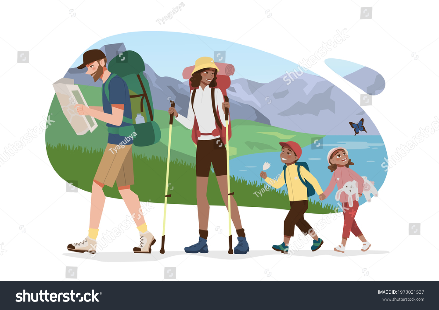 Family Camping Flat Vetor Illustration Stock Vector (Royalty Free ...