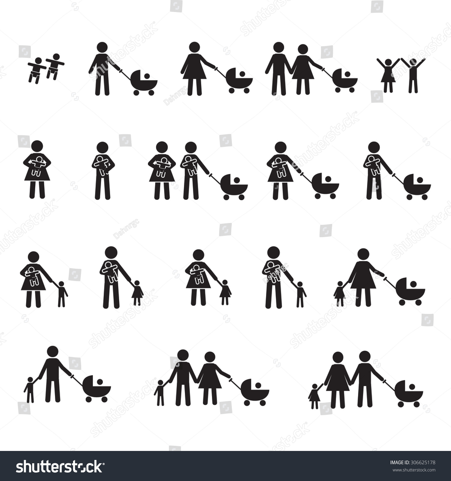 Family Children Babies Icon Set Stock Vector 306625178 : Shutterstock