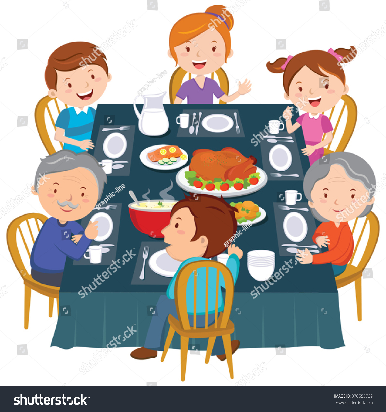 Family Dinner. Happy Extended Family Having Thanksgiving Dinner. Stock ...