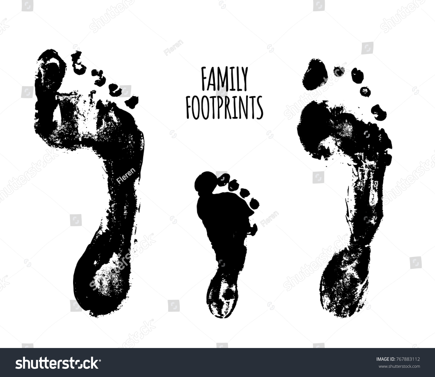 Family Footprints Vector Illustration Watercolor Family Stock Vector ...