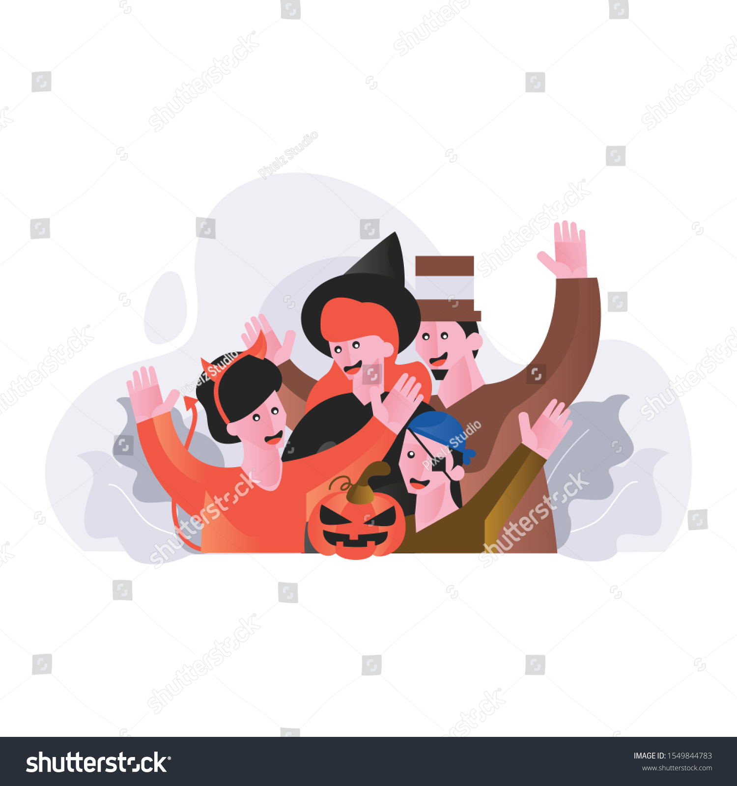 SVG of Family Has Fun Halloween Time vector illustration svg