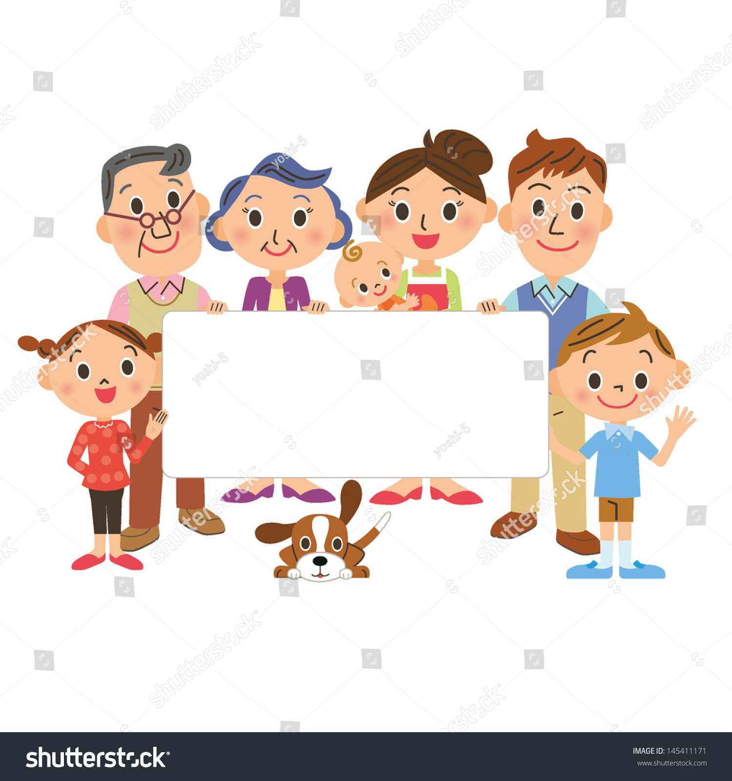 Family Having A White Board Stock Vector Illustration 145411171 ...