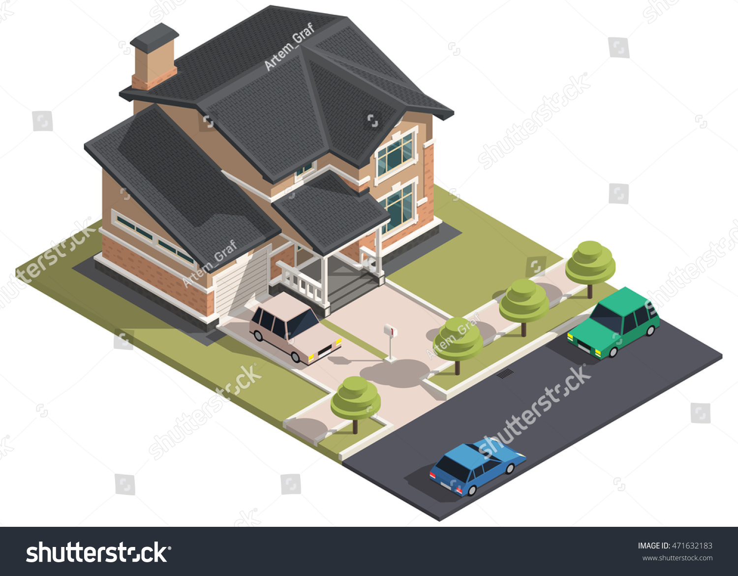 Family House Isometry Hyper Detailing Isometric Stock Vector Royalty Free