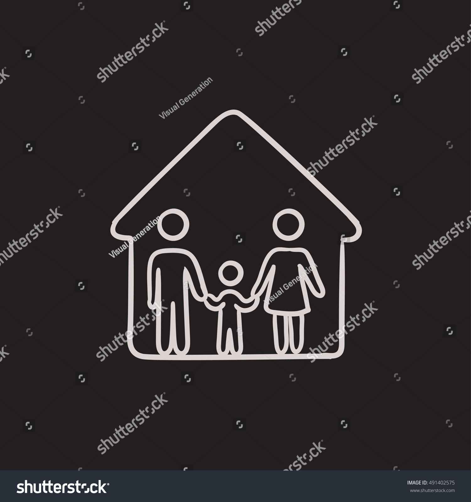 Family House Vector Sketch Icon Isolated Stock Vector 