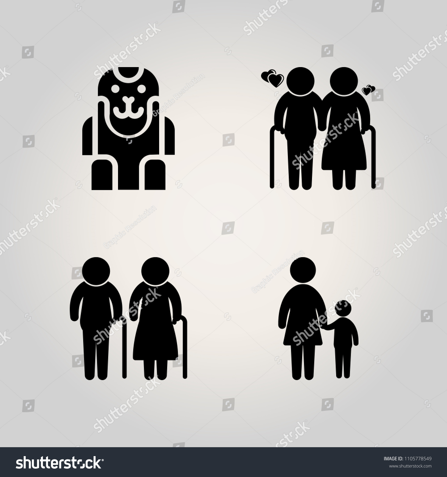 SVG of Family icon set. healthy, leisure, aging and cro-magnon illustration vector icons for web and design svg