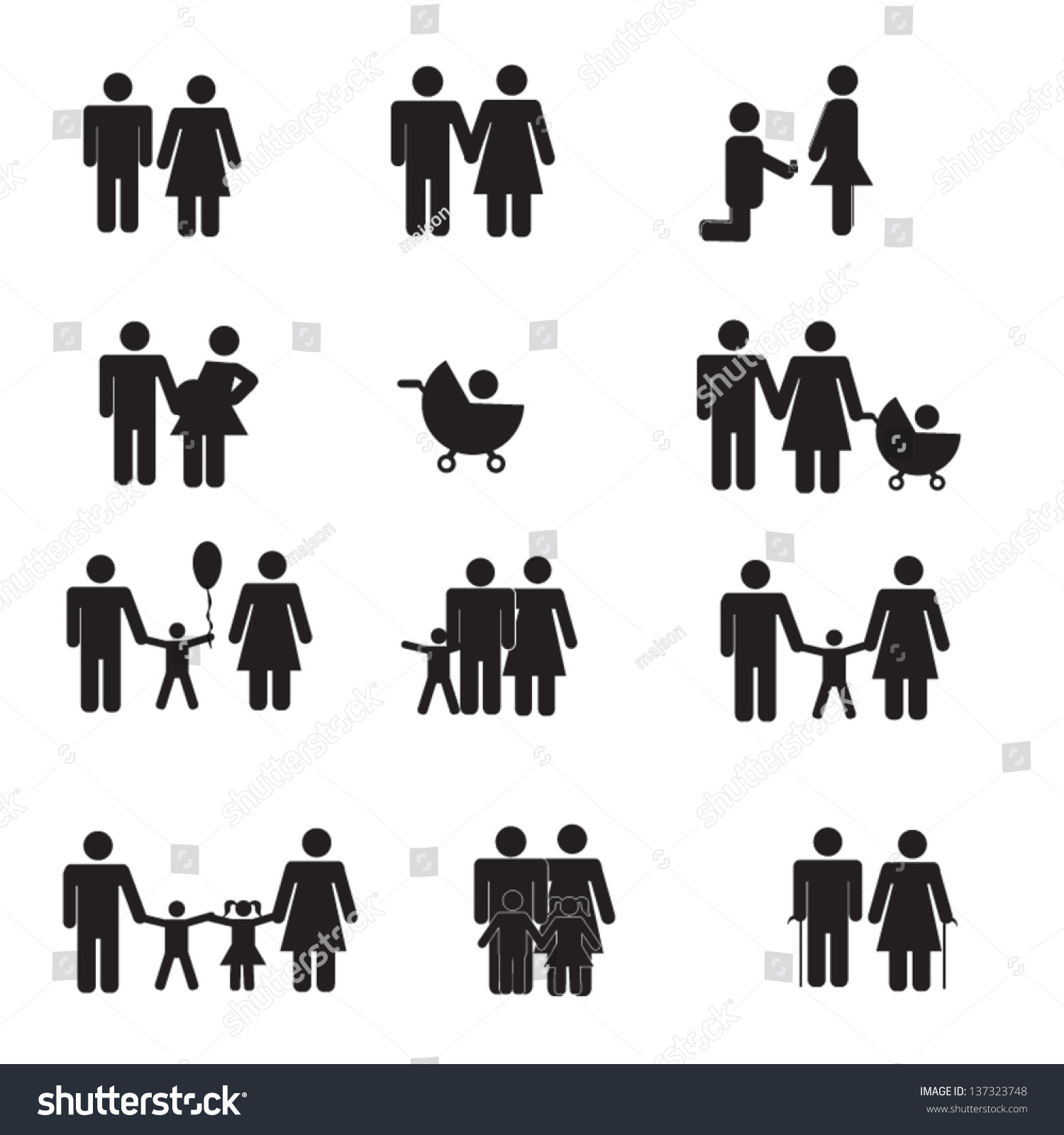 Family Icons Stock Vector (Royalty Free) 137323748 | Shutterstock
