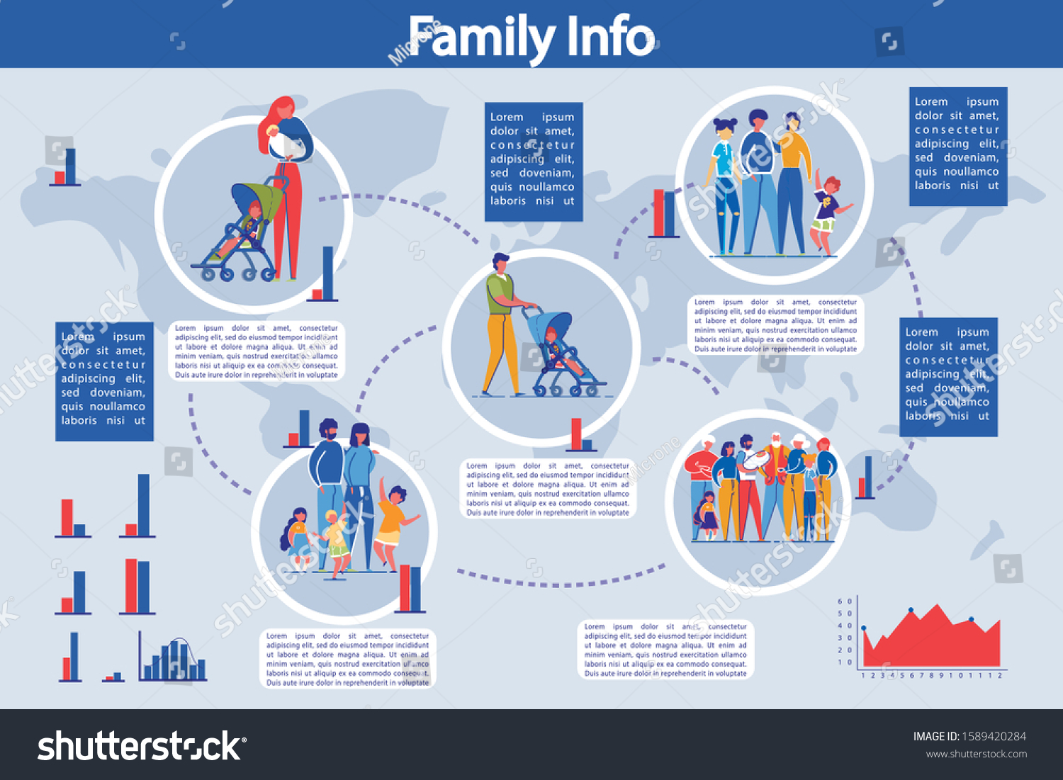 Family Infographic Set Family Population Structure Stock Vector ...