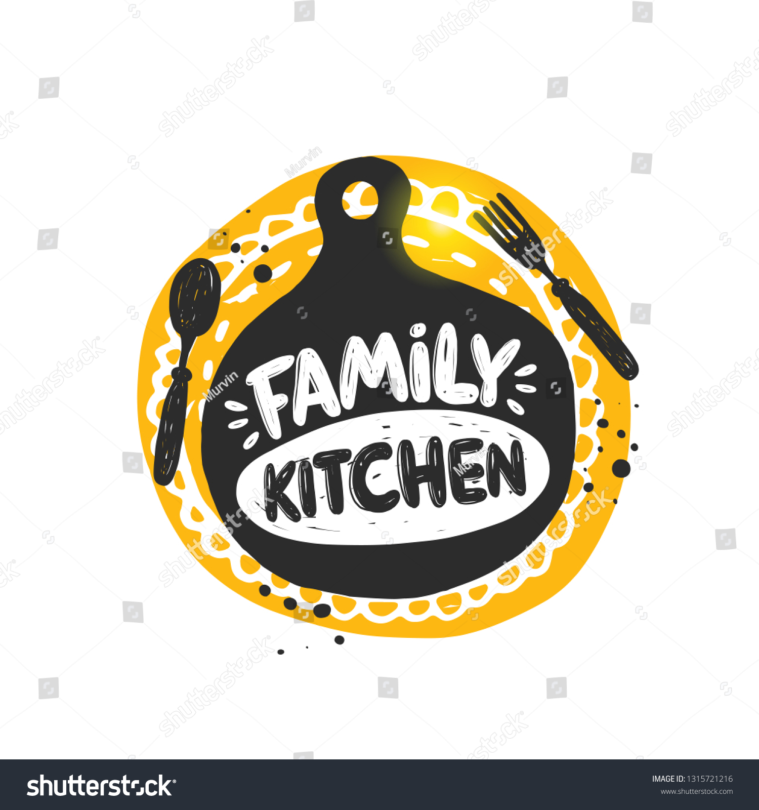 Family Kitchen Lettering Ink Hand Drawn Stock Vector Royalty Free 1315721216