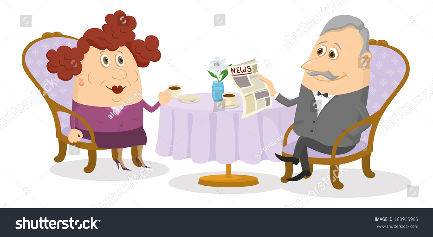 Family Old Man Fat Woman Sitting Stock Vector 188935985 