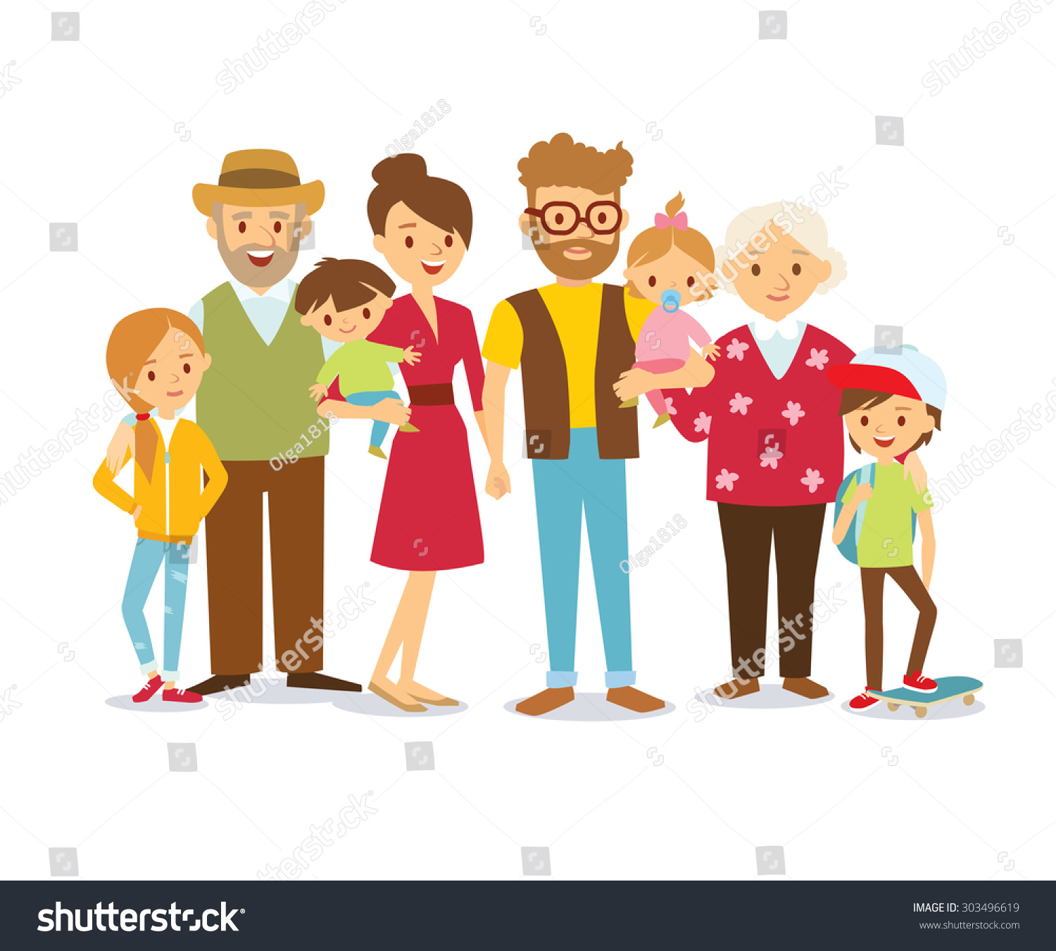 Family Portrait Simple Style Stock Vector 303496619 - Shutterstock