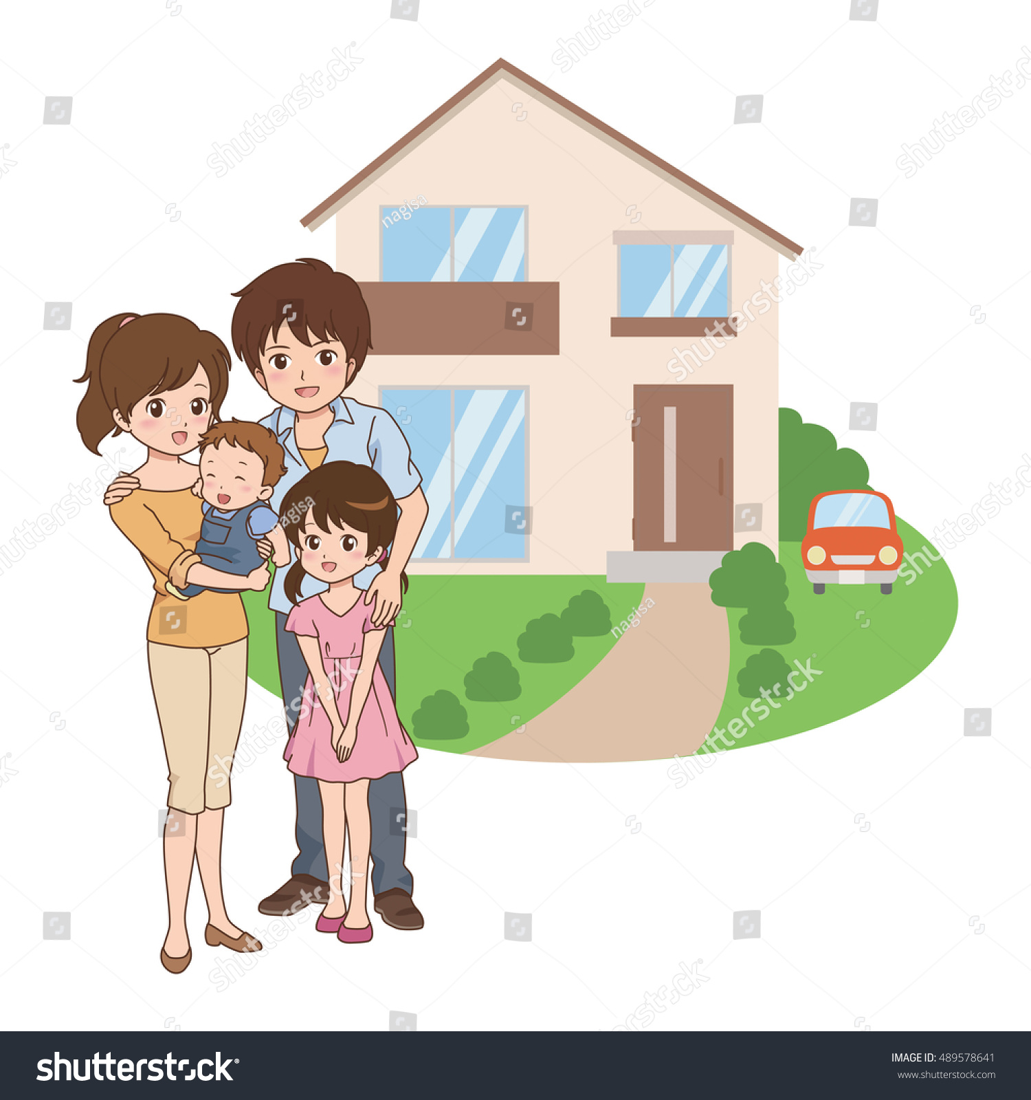 Family Pose Stock Vector 489578641 : Shutterstock