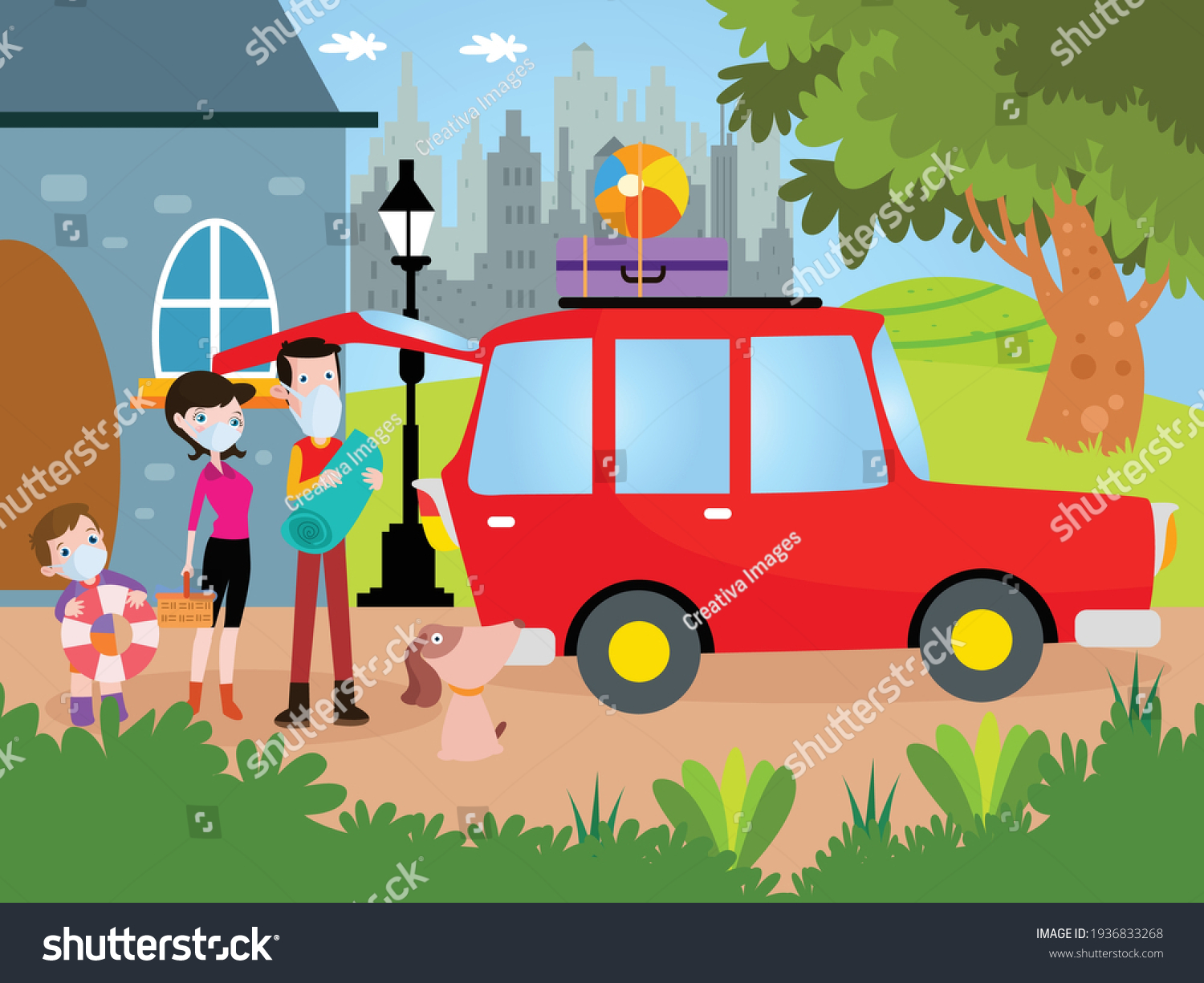 Family Road Trip Vector Concepts Happy Stock Vector (Royalty Free ...