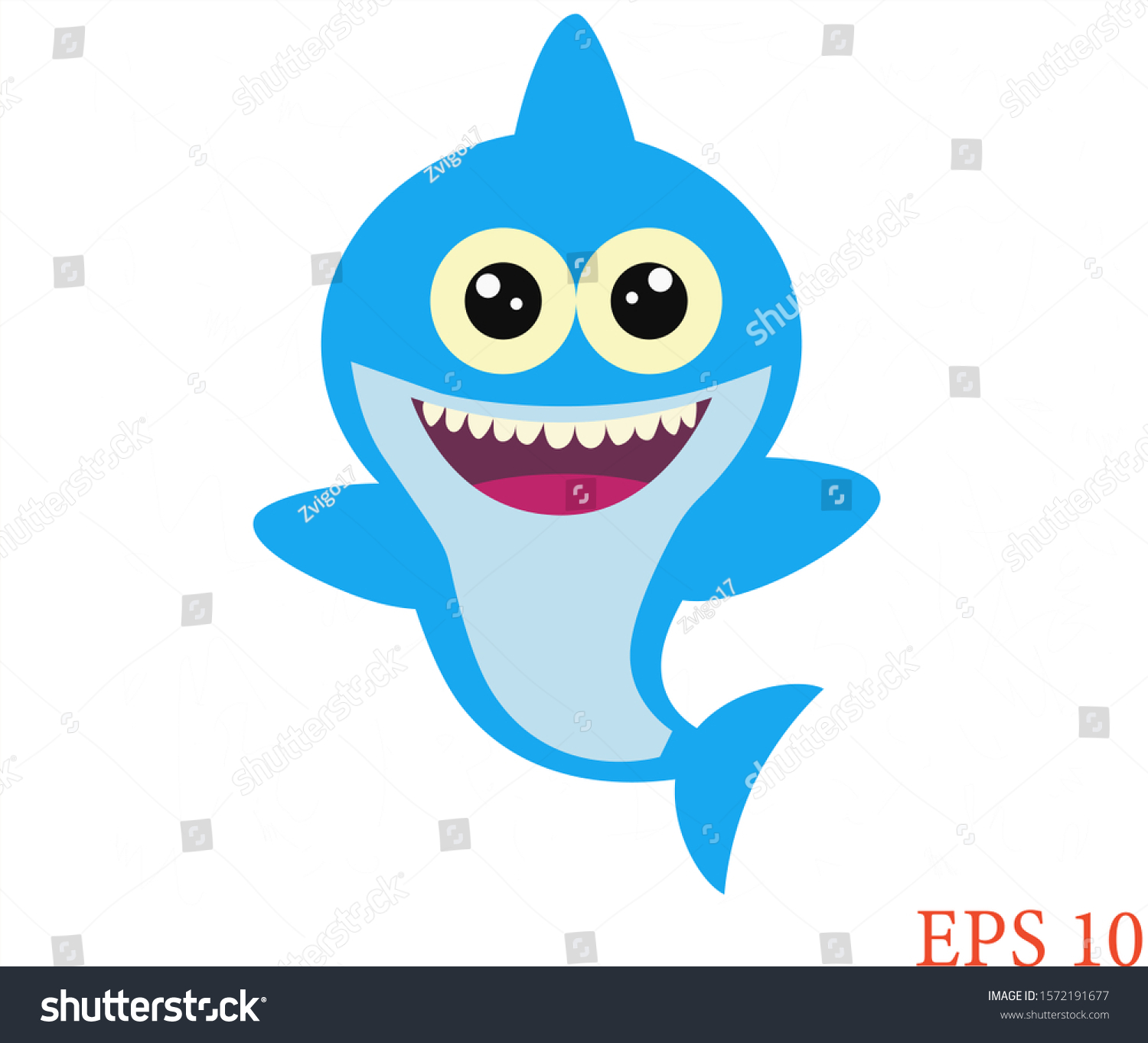 Family Sharks Character Baby Cartoon Illustration Stock Vector Royalty Free