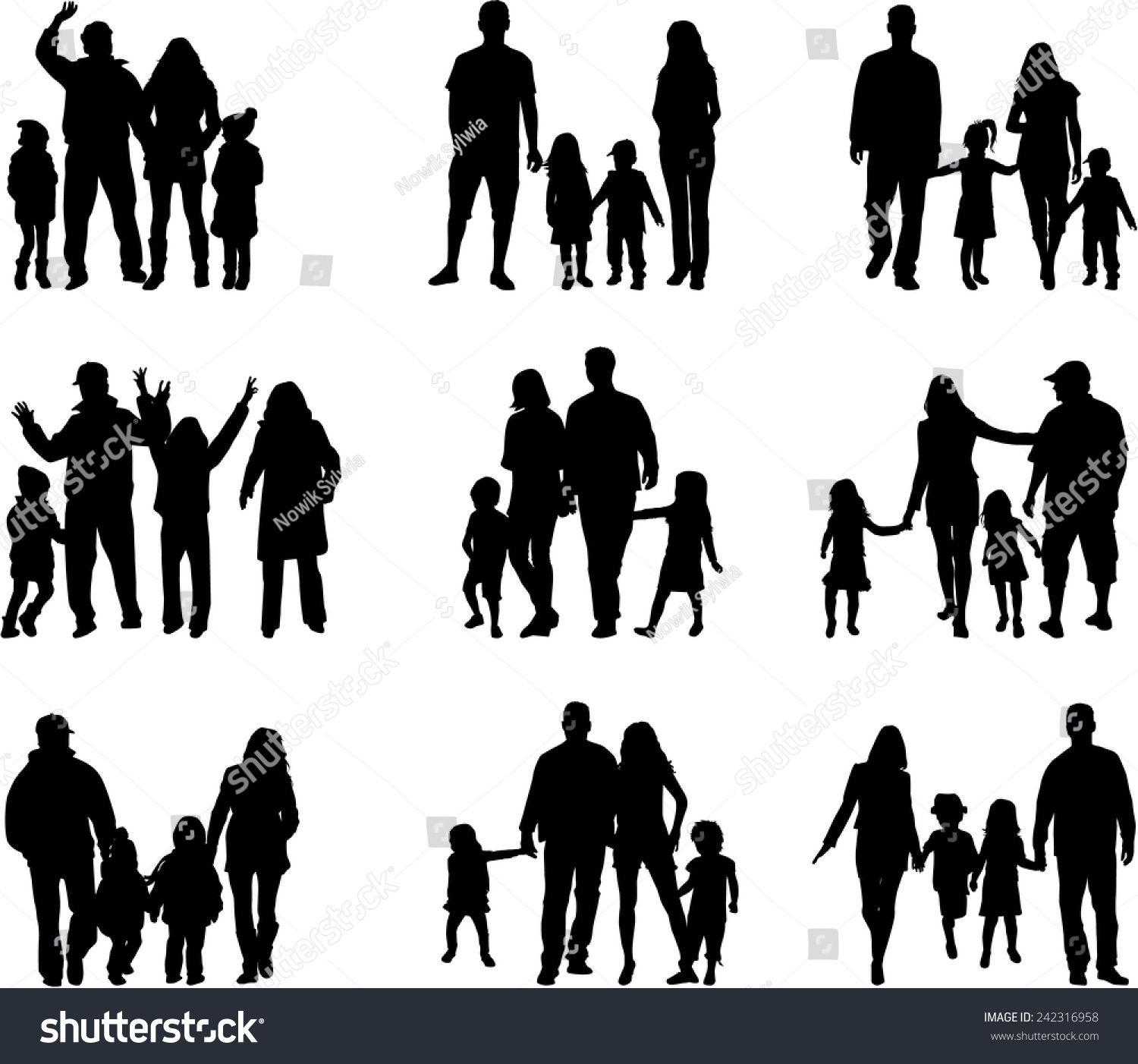 Family Silhouettes Stock Vector 242316958 - Shutterstock