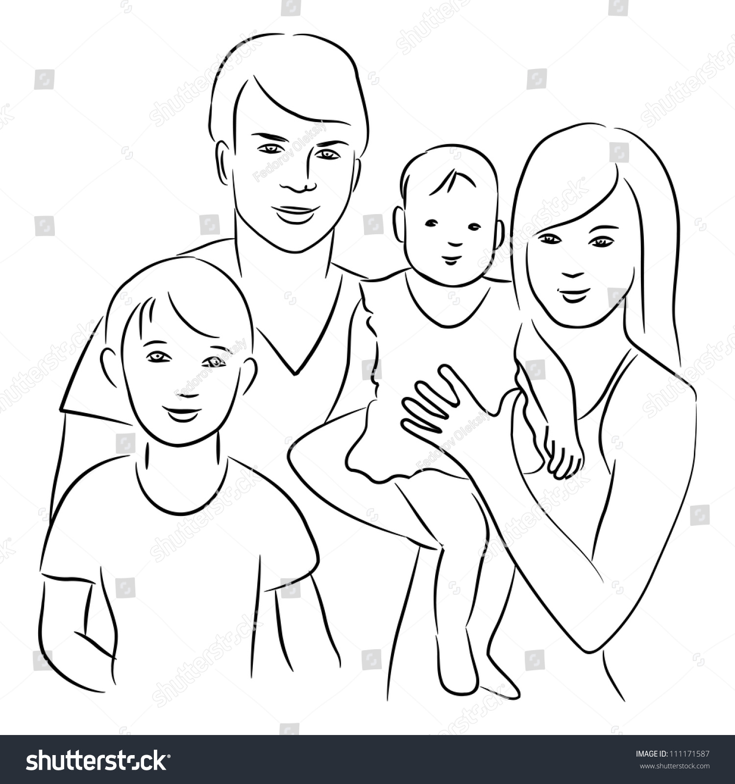Family Sketch Drawing Stock Vector 111171587 - Shutterstock