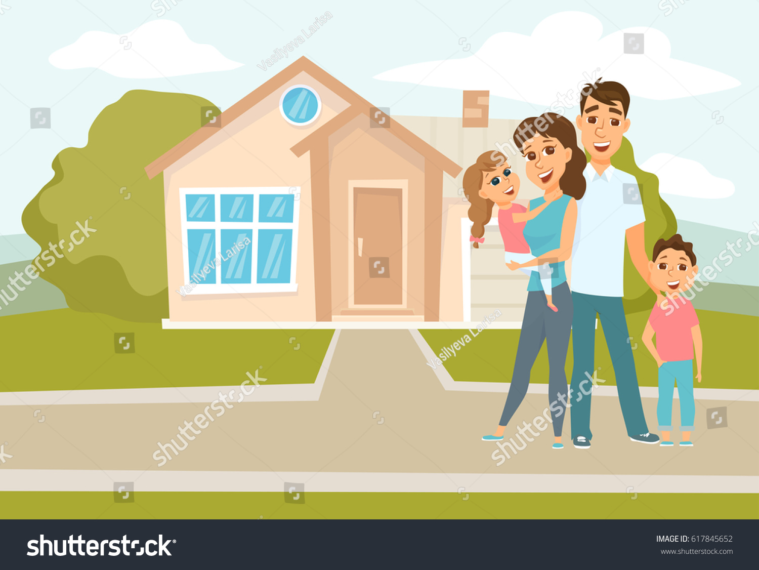 3,771 Kids in front of house Stock Illustrations, Images & Vectors ...