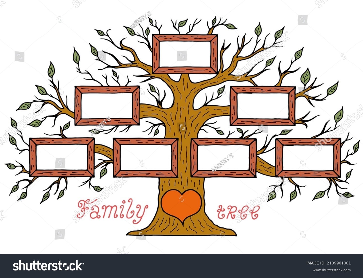 Family Tree Doodle Style Hand Drawn Stock Vector (Royalty Free) 2109961001