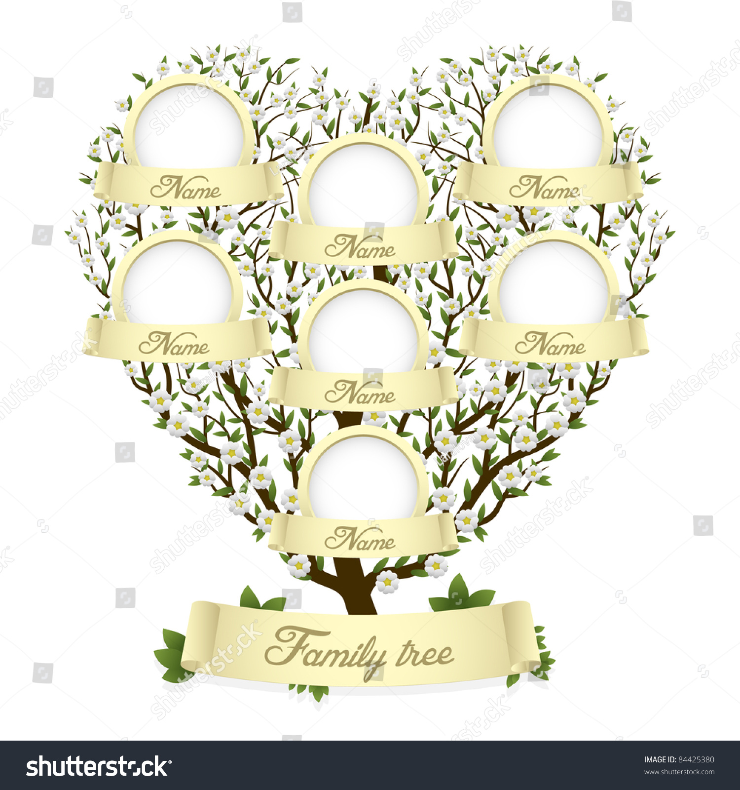 Family Tree Heart Shape Vector Illustration Stock Vector 84425380 Shutterstock Family Tree Genealogy Vector Stock