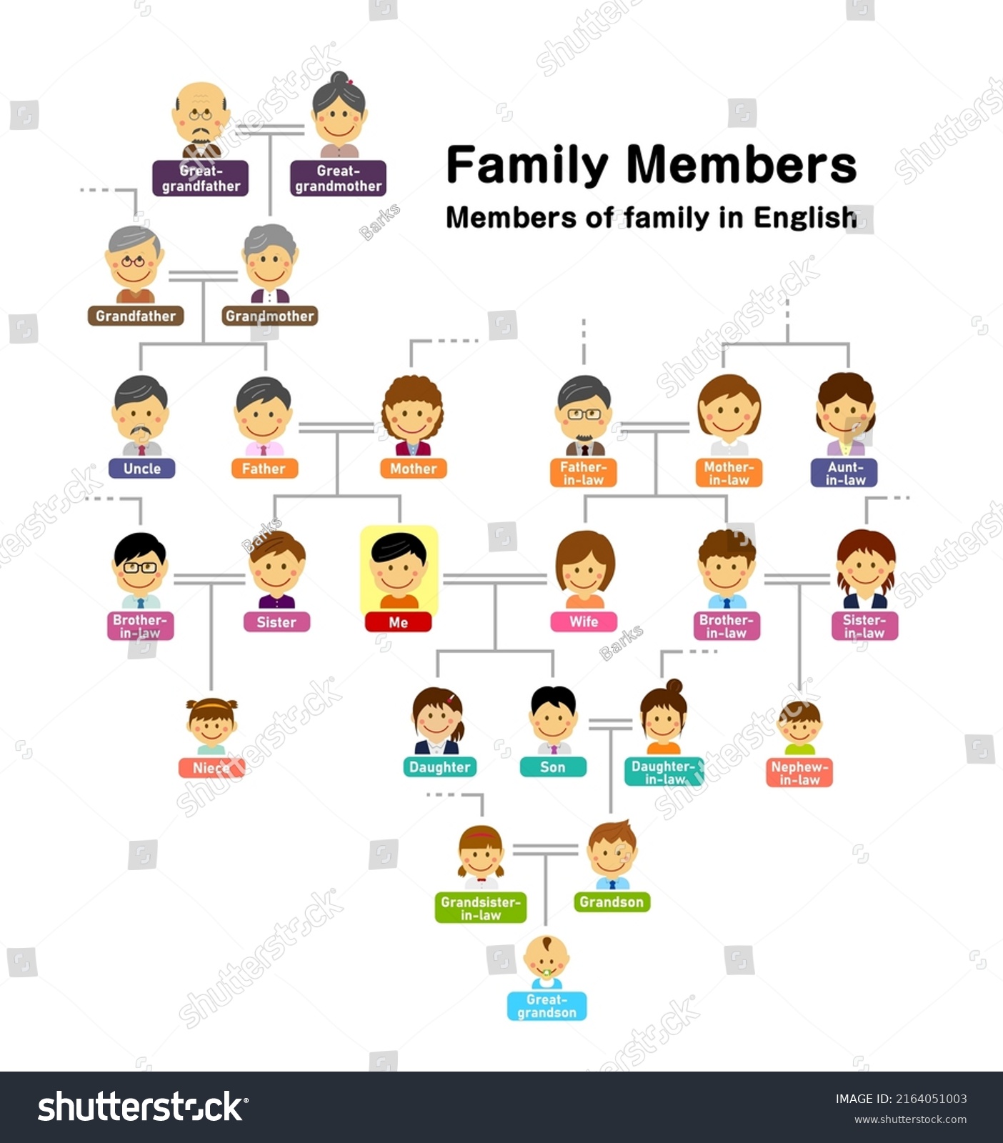 Family Tree Members Family Vector Illustration Stock Vector (Royalty ...