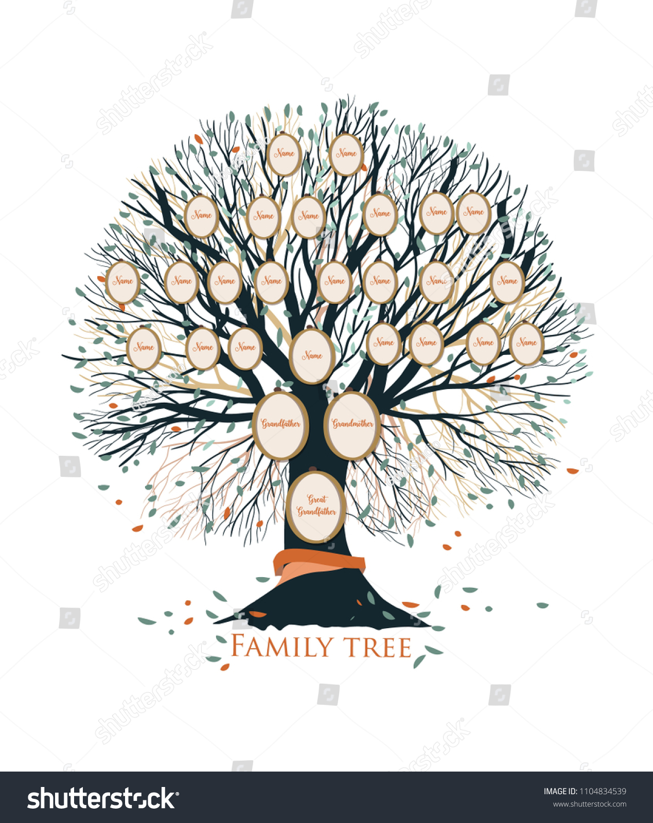 Family Tree Genealogical Chart Template Branches stockvector