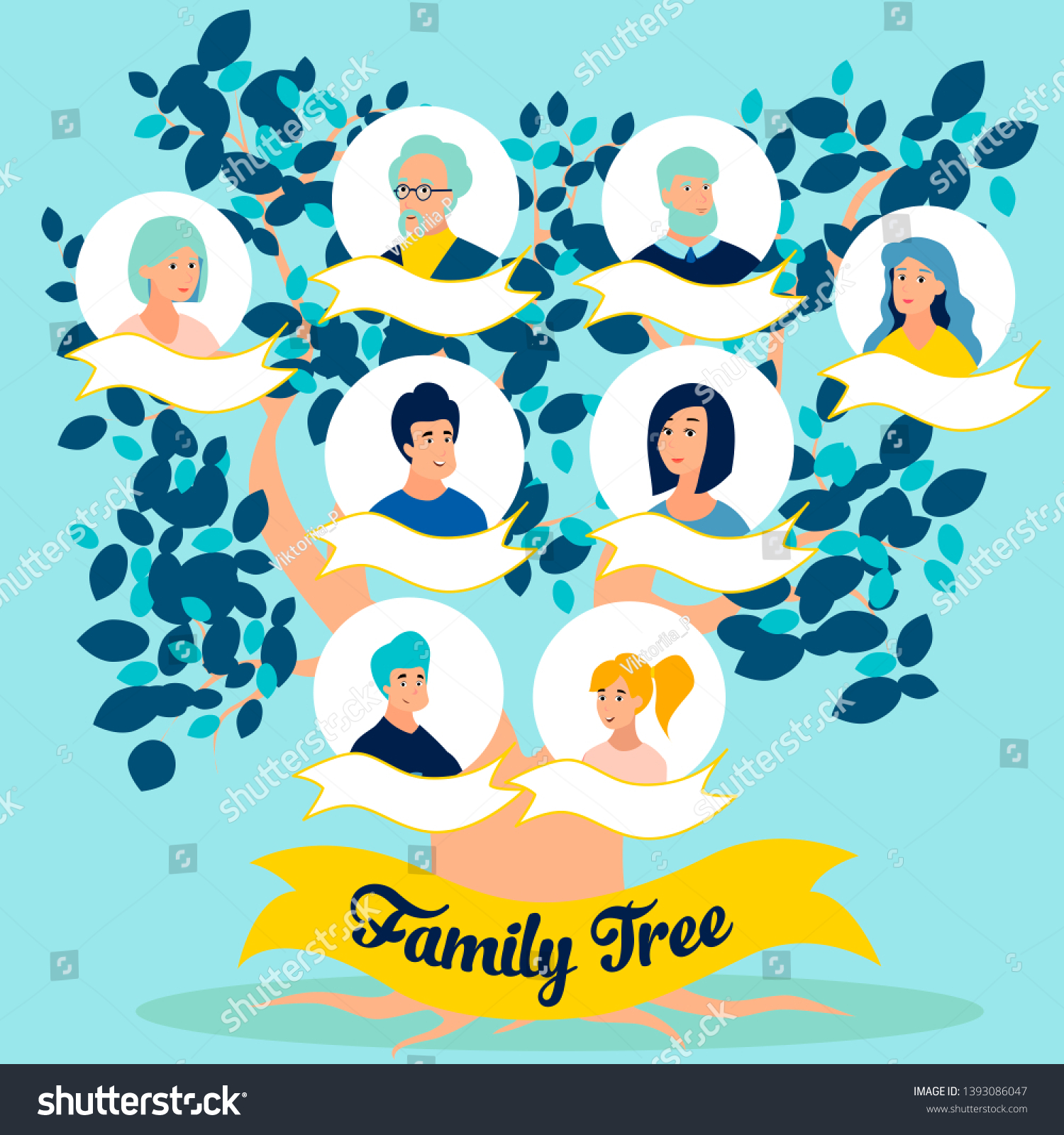 Family Tree Photos Relatives Generations Minimalist Stock Vector ...